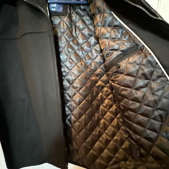 Size small Roundtree and Yorke black pea coat with quilted inner lining